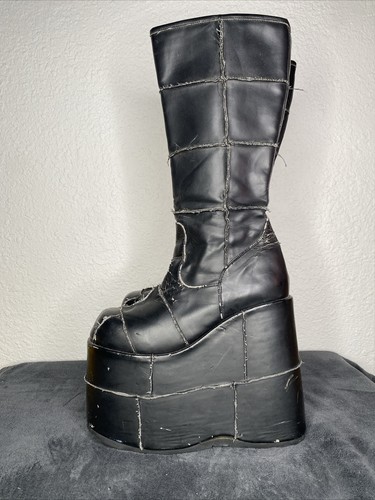 Demonia Stack-301 Gothic Plateau Stiefel Gr. 7 Vintage Distressed - Bild 5 von 12