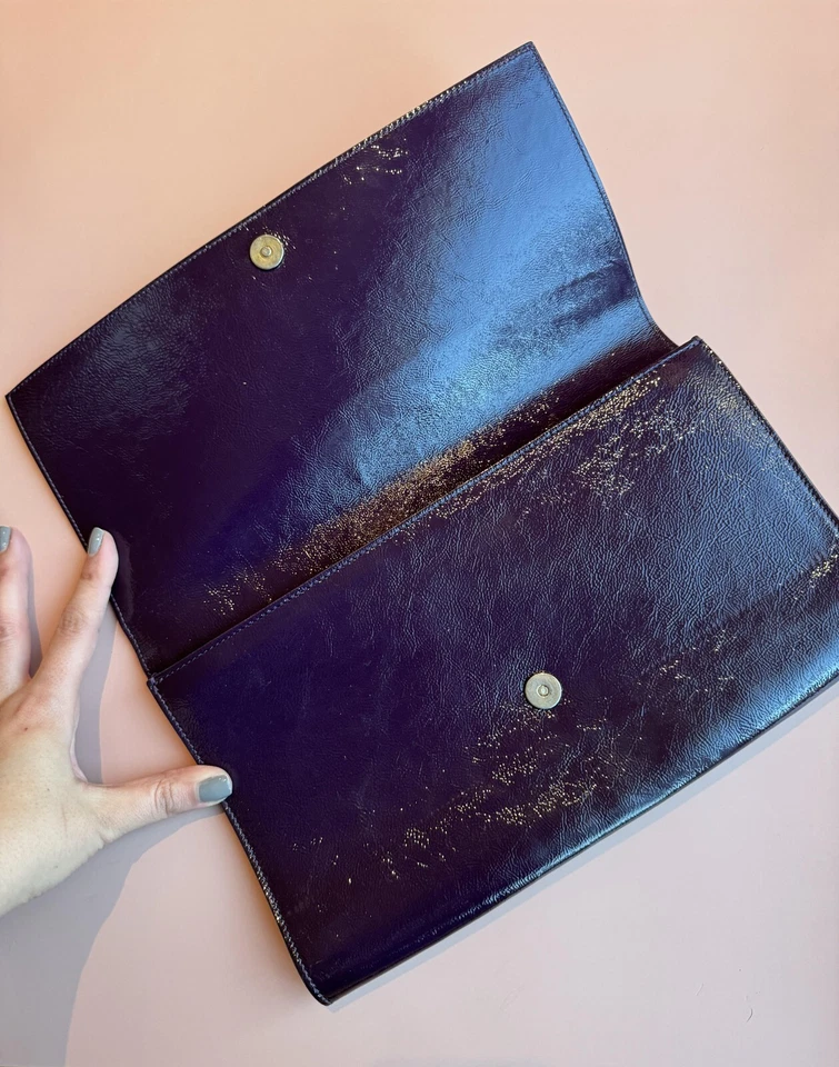 Classic YSL Saint Laurent Purple  Belle De Jour Clutch Bag Large in Purple - Image 2 of 3