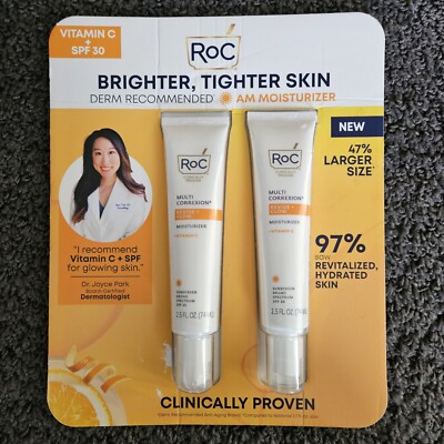 RoC Moisturizer Brighter Tighter Vit  C SPF 30  Revive Glow 2 Pk AM Moisturizer