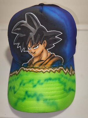 Popular Anime Cartoon DBZ Goku Custom Airbrushed Snapback Trucker Hat Cap  Sharp