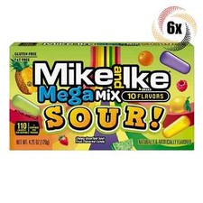 6x Packs Mike  Ike Sour Mega Mix 10 Flavors Chewy Flavored Candy - 4.25oz
