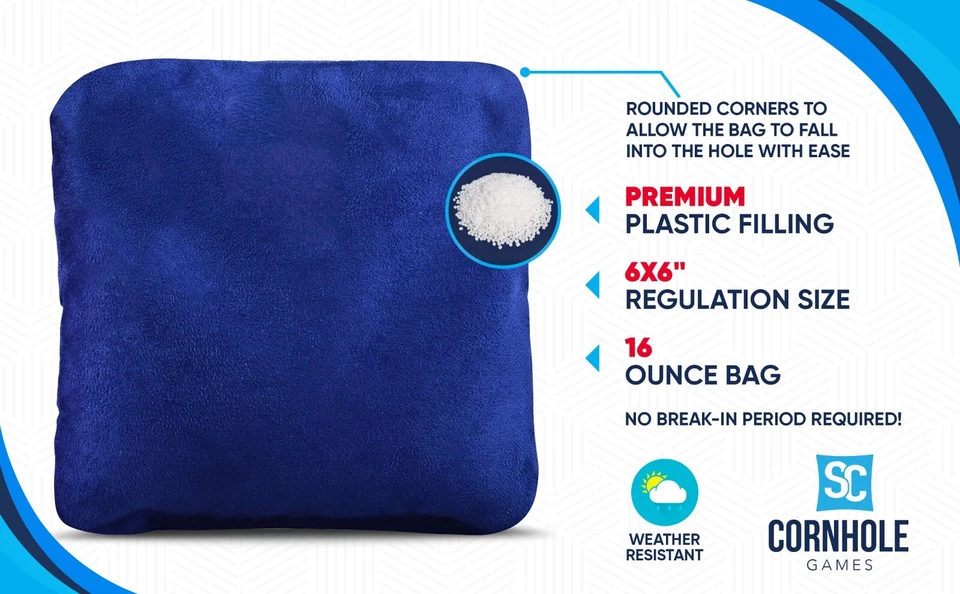 Professional Slide/Stick Cornhole Bags (Set of 8) - Pro/Tournament Cornhole Bags - Image 2 of 4