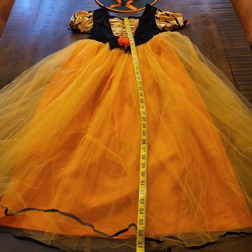 Orange Witch Girls Halloween Costume Dress Size Medium & Witch Hat - Pre-Owned - Picture 16 of 21