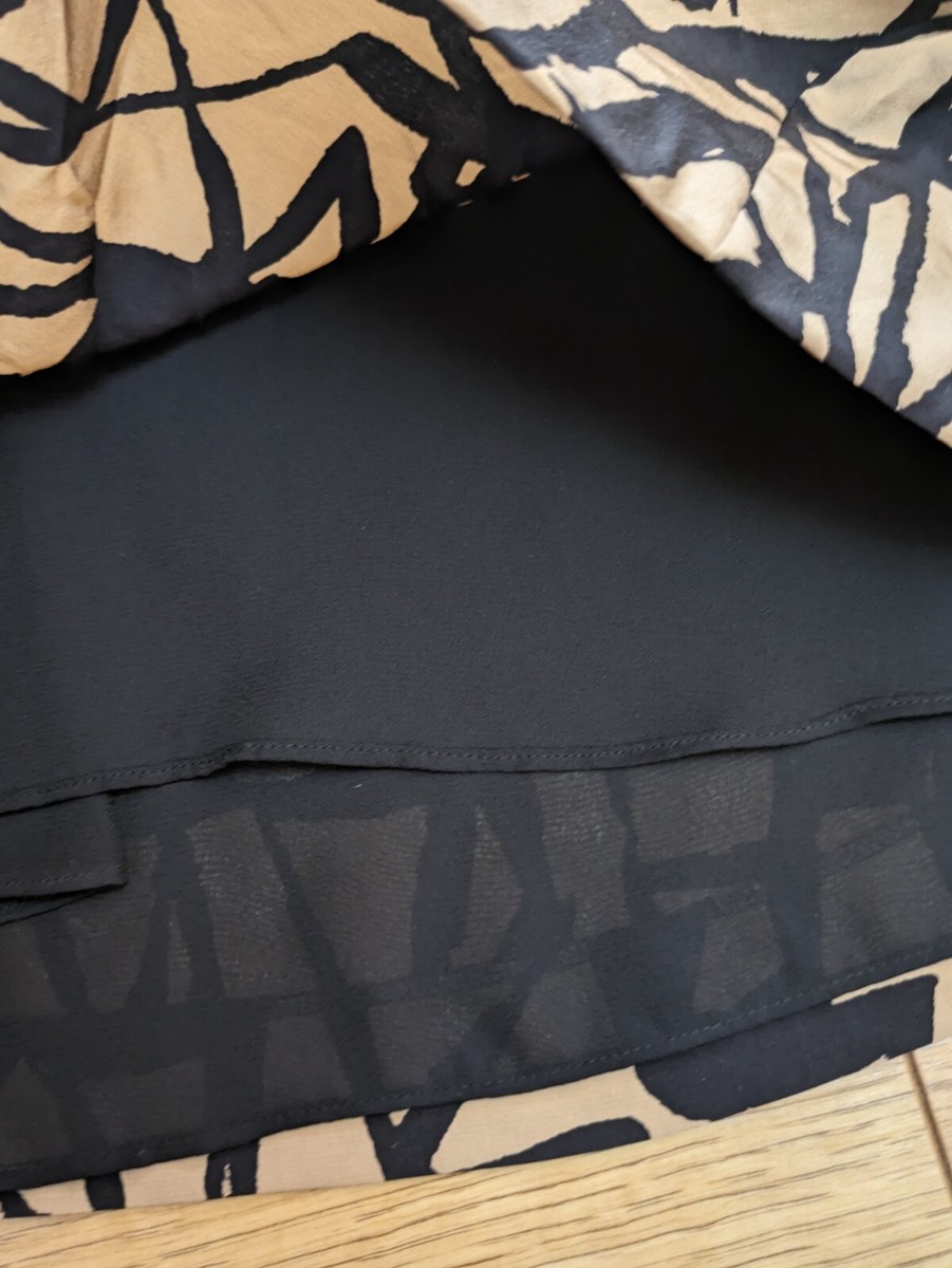 Whistles Gold Black Abstract 100% Silk Dress With Belt Size 8 Excellent  Cond | eBay