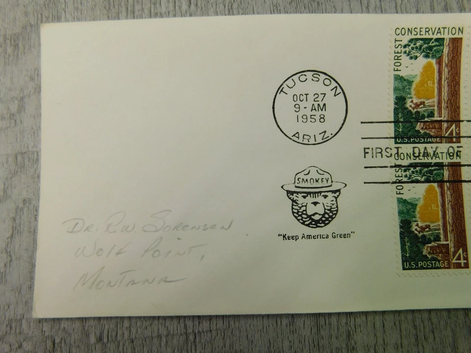 First Day Of Issue Tucson AZ Smokery The Bear 1958 Vintage Stamp Envelope Cover - Image 3 of 4