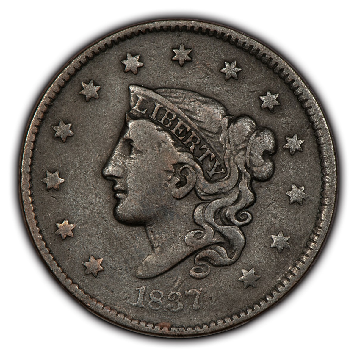 1837 1c Coronet Head Large Cent - Deep Color - VF - SKU-X3306 | eBay