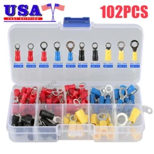 102PCS Insulated Spade/Crimp/Ring Connector Kit Electrical Wire Splice Terminal