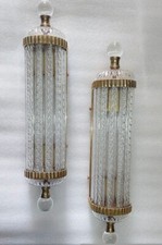 Retro Messing Gerippt Glas Stab Schiff Leuchte 2er Set Maritim Modern Stil