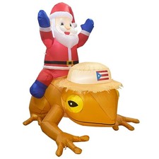 Puerto Rico 5FT Christmas Inflatable Santa with Coqui Yard Decorations Outdoor