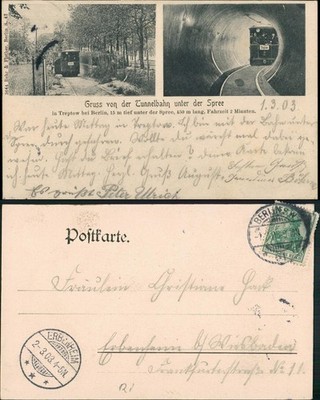 Postcard Treptow-Berlin subway - 2 picture tunnel railway 1903