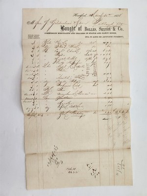 1858 antique BOLLES SEXTON & CO hartford ct BILLHEAD GILDERSLEEVE SHIPBUILDING