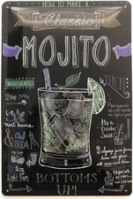 Targa mojito cocktail drink stampa metallo vintage retrò pub bar poster arredo