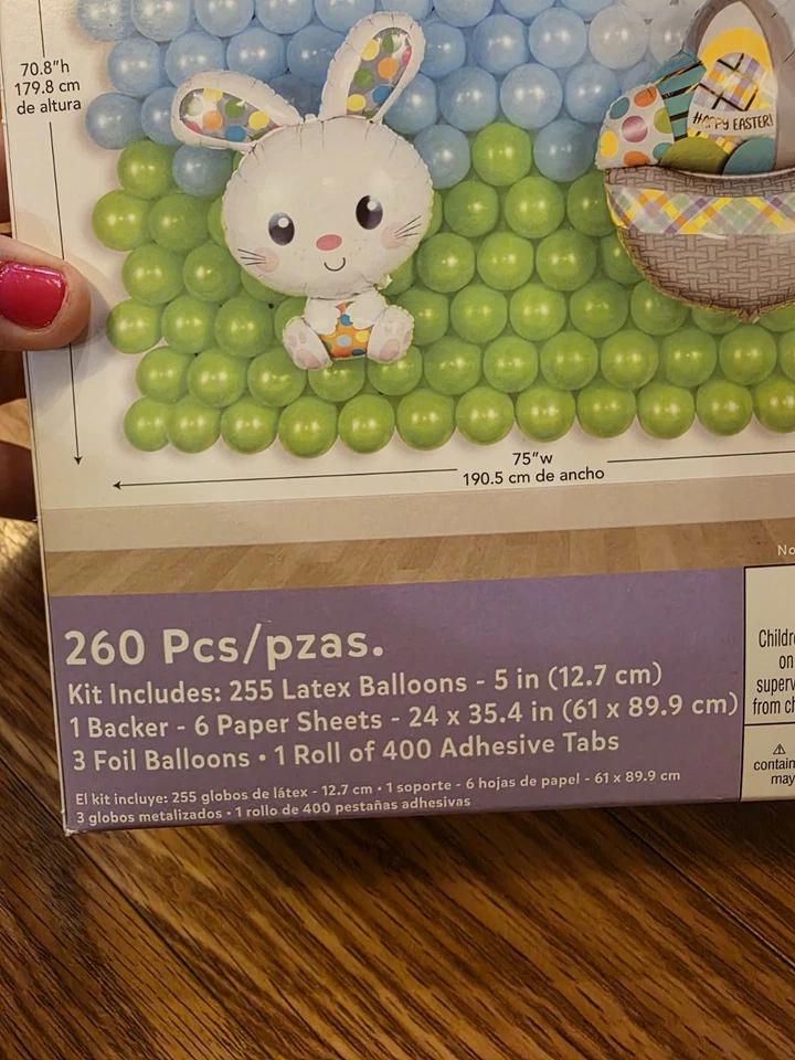 Kit de telón de fondo de globo de Pascua Amscan 260 piezas 71" x 75" lámina de látex de resorte NUEVO Foto 2 de 4