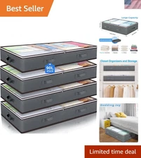 90L Foldable Under Bed Storage Bins - Durable Organizers with See-Through Top