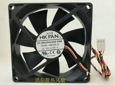 HK FAN AB9025L12 DC12V 0.19A 9CM 3-wire axial flow mute fan *uq