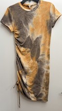 pretty garbage Tie Dye Ruched Short Sleeve Bodycon Dress Size M