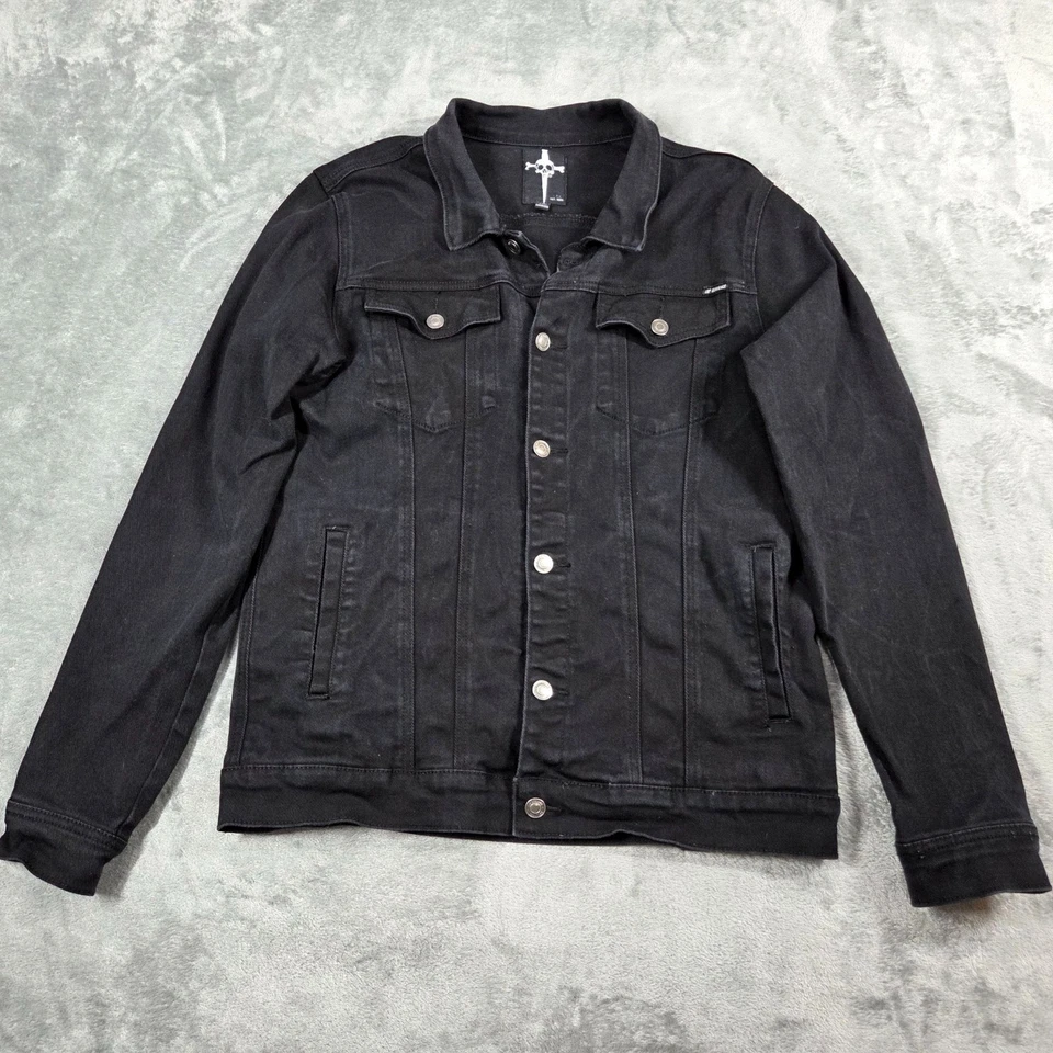 Lip Service Jacket Mens XL Black Denim Trucker Emo Punk Rock Goth Grunge - Image 2 of 4