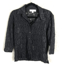 Fairy Grunge Top Womens M Black Lace Sheer Whimsigoth Feminine Festival