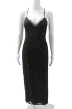 Nicole Miller Collection Women Slip Dress Black V-Neck Maxi Size 6