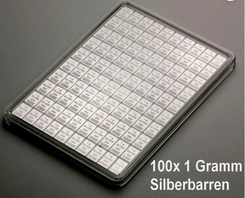 100 x 1 Gramm Silberbarren -