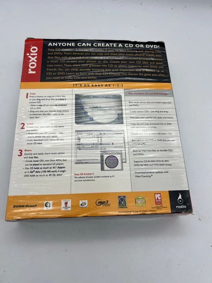 Easy CD Creator 5 Roxio PC CD-ROM Big Box Starter Kit Free Shipping - Image 2 of 2