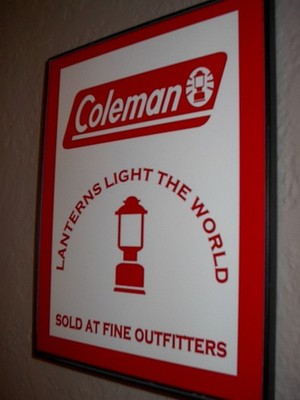 Coleman Camping Lantern Sporting Goods Store Bar Man Cave Advertising Sign