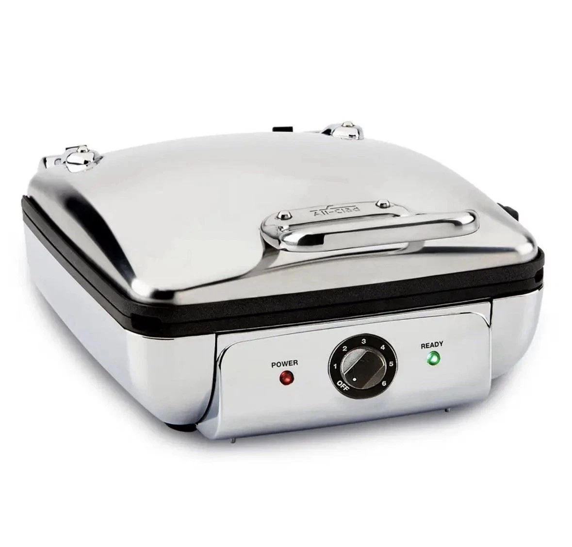 NEW All Clad Stainless Steel 4-Slice Gourmet Waffle Maker WD822D51 NEW IN BOX