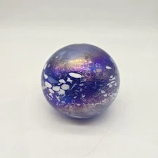 Tom St Clair 1994 Studio Glass Iridescent Speckle Abstract Paperweight Galaxy 3"