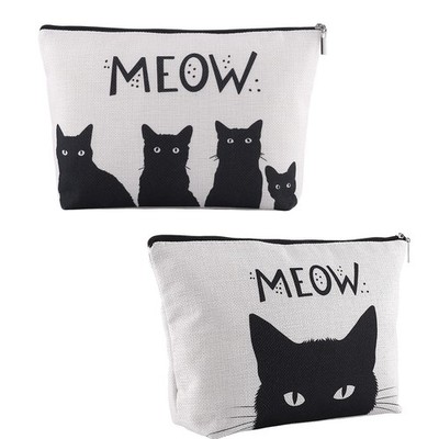 WSICSE 2 Pcs Black Cat Makeup Bags for Lover Gifts,
