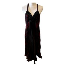 Chelsea & Theodore Y2K silk empire waist Victorian Gothic Dress Black Red