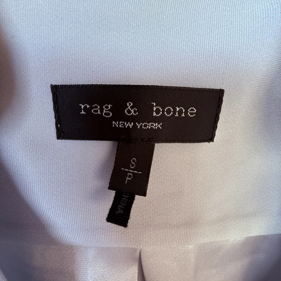 Rag & Bone Women's Meredith Mandarin Collar Surplice Blouse Top Size S Silver - Image 2 of 4