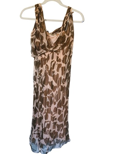 Max Studio Special Edition 100% Silk Sheer Pink Brown Dress Womens Size XS