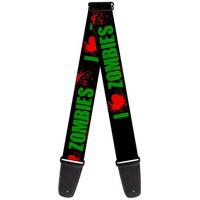 `Guitar Strap - I ``Heart`` Zombies Bold Splatter Black/Gree (Us Import) Acc Neu
