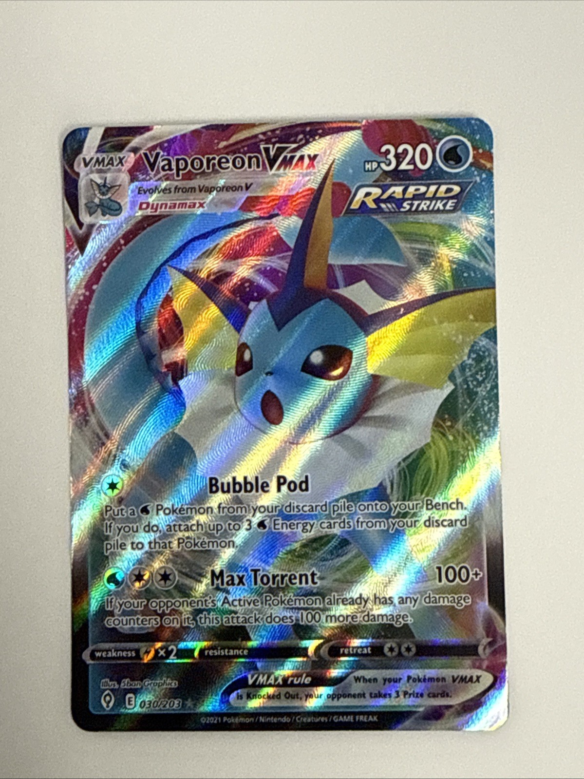 Pokemon TCG Evolving Skies 030/203 - Vaporeon VMAX - Ultra Rare - NM