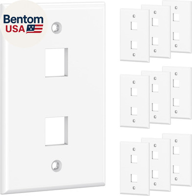 [UL Listed]  10-Pack Low Profile 2-Port Keystone Jack Wall Plate, RJ45 Wall Plat