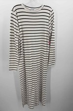 Pre-Owned Nicole Miller White Size Small Stripe Maxi Long Sleeve Dress