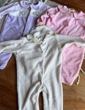 Baby Girl Sleepwear Vintage Carter's 0-3 Month Terry Cloth Flower Set of 3