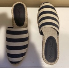 Splendid Navy and Cream Striped Espadrille Mules