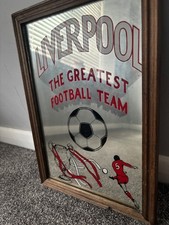 Vintage Liverpool FC Picture Mirror The Greatest Football Team Framed 13" x 9"