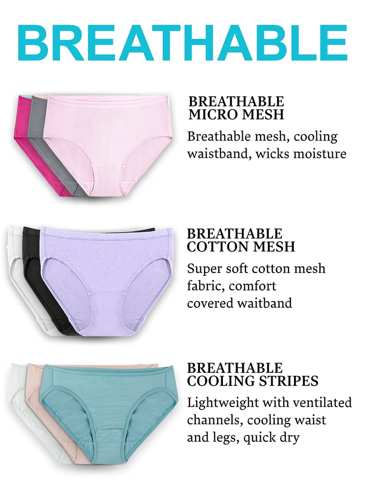 Fruit Of The Loom Women's Plus Size Bikini Underwear 6-Pack - Cooling - Image 3 of 4