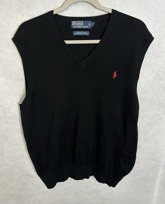 Polo Ralph Lauren Black V-Neck Sweater Best Size L Pit 20  Length 26 