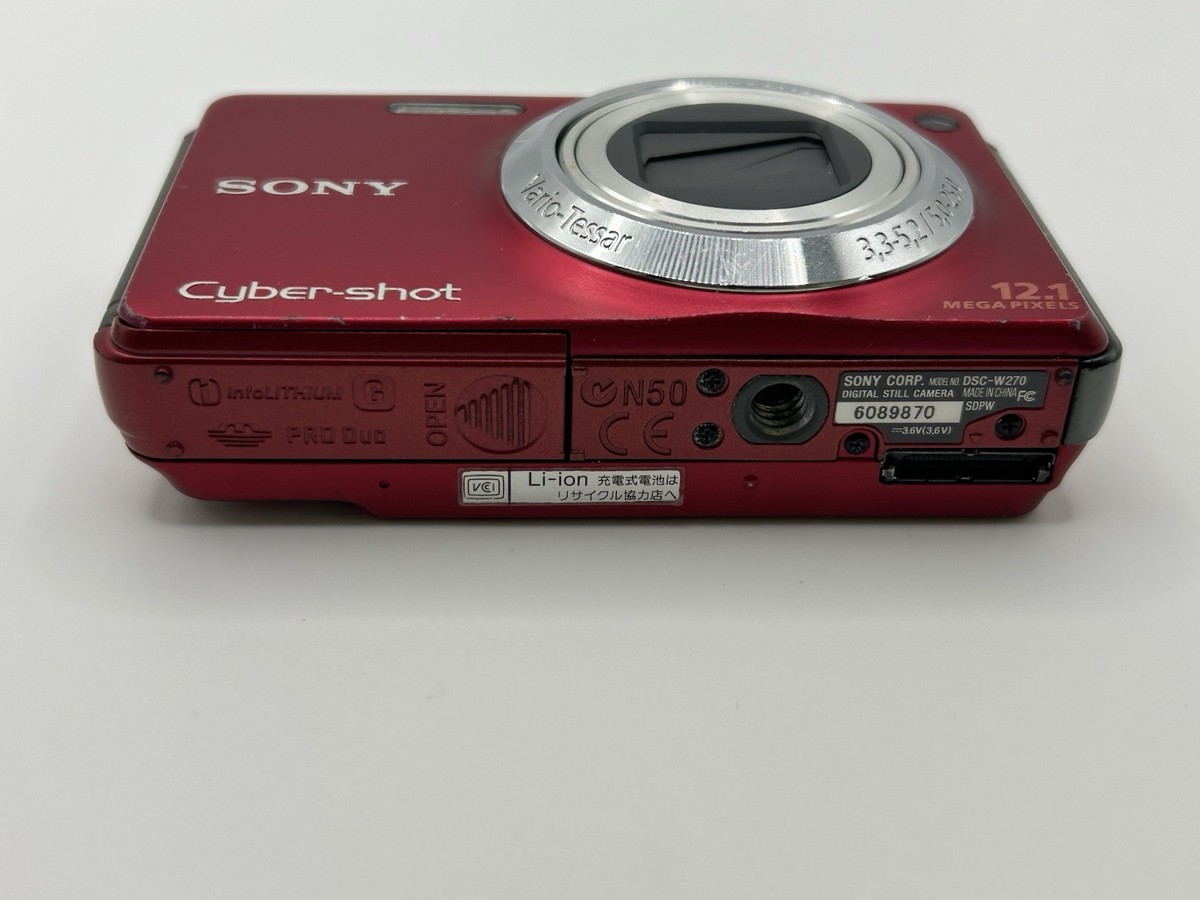 Sony Cyber-shot DSC-W270 Red 12.1MP Digital Camera with Charger
