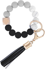 Keychain Wristlet for Women, Silicone Bead Bracelet Key Ring Girl, Key Chain Hol
