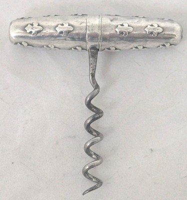 Sterling Silver 2-3/4''  Pocket  Or Travelling Corkscrew Fleur De Lis
