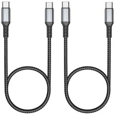 Short USB C to C Cable 1.5FT 2Pack, 60W Fast Charging Type C Charger...
