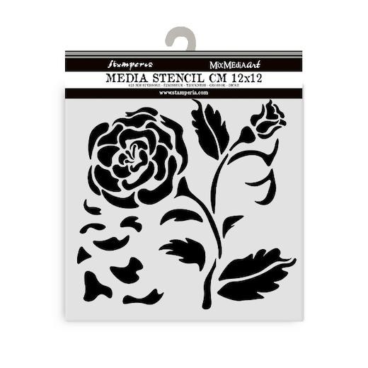 Stamperia Mix Media Art Stencil 12x12cm - House of Roses Big Rose