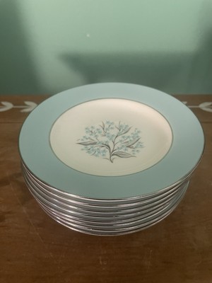 Vintage 1950s Sevron Blue Lace Bone China Dishes Dinner Plates 6 Inches Tall