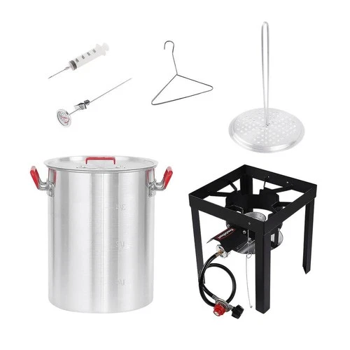 Premium Aluminum 30 Qt. Turkey Fryer Set, 50,000 Btu Burner, Liquid Propane, Ide