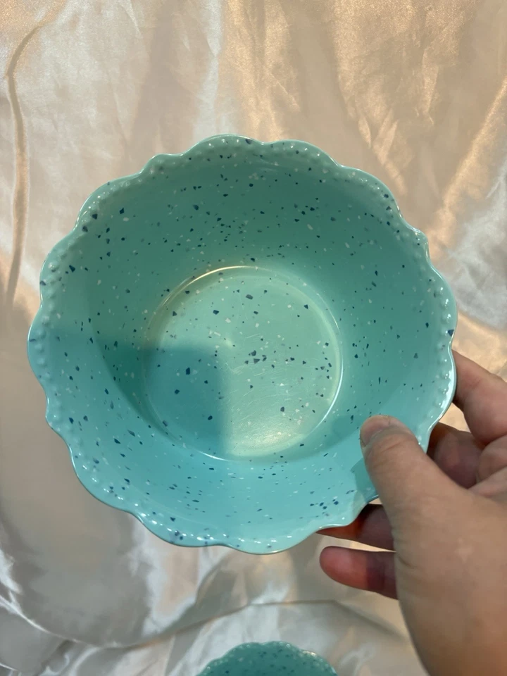 Juego de 4 cuencos de melamina de cereal moteado verde azulado Pioneer Woman Juliette 6,5" 26 oz Foto 3 de 4