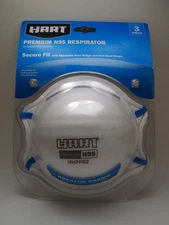 HART 3-Pack N95 Respirator Mask, Adjustable Nose Bridge